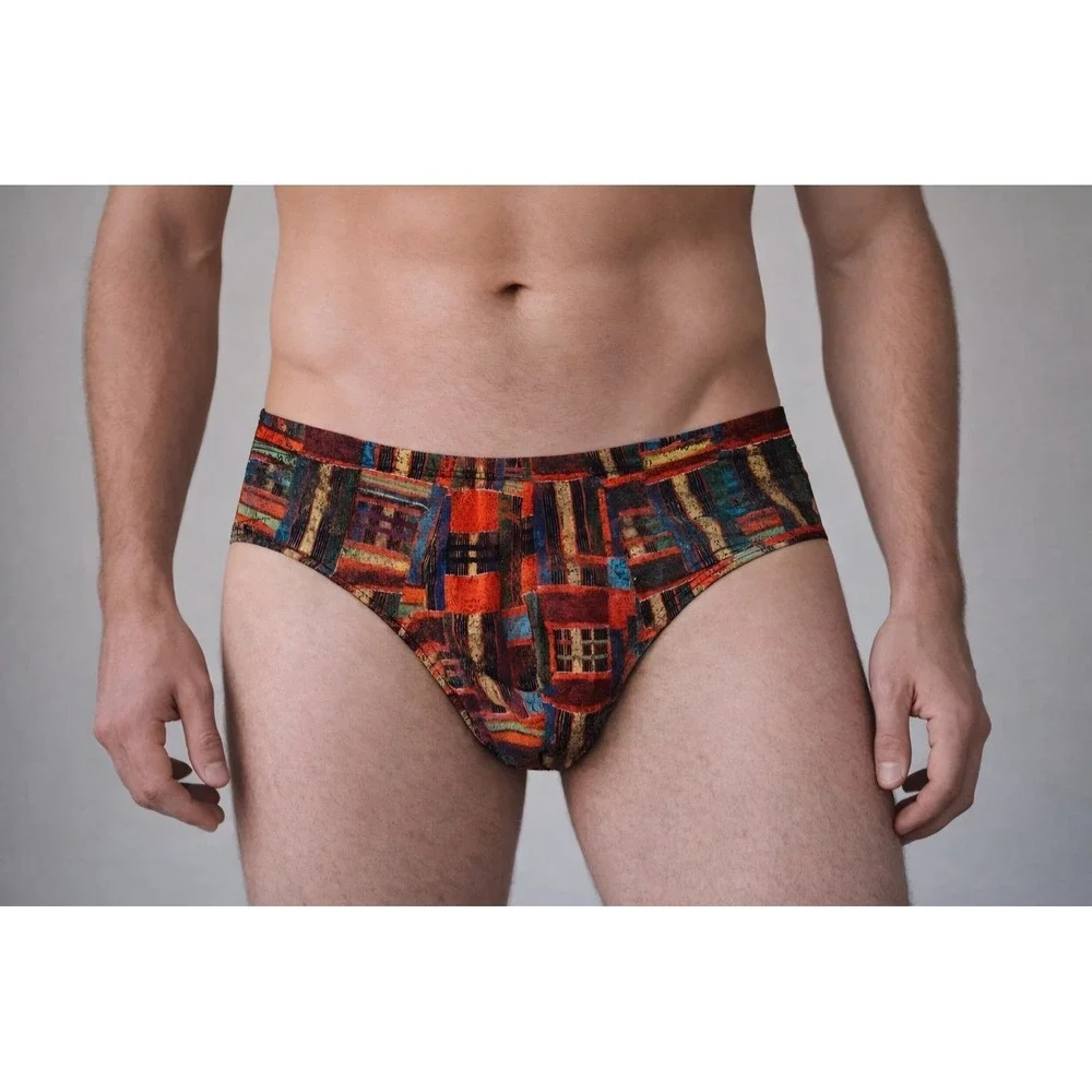 Cosabella Never Say Never Men's Micro Brief Kente Print Lace Designer Luxury L